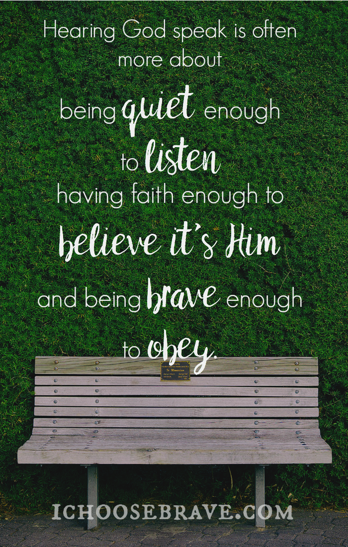 How exactly do we hear God speak? How do we teach this to our children, when we're still just learning ourselves? There is hope there and, thankfully, He is patient, while we learn to listen.