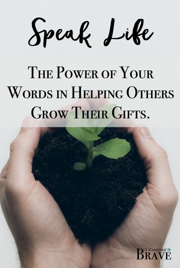 Words are never just words. We have the incredible ability to speak life. We rarely notice our gifts, we fail to see them. But when we have the courage to speak life, we can help others grow the gifts they never even noticed.